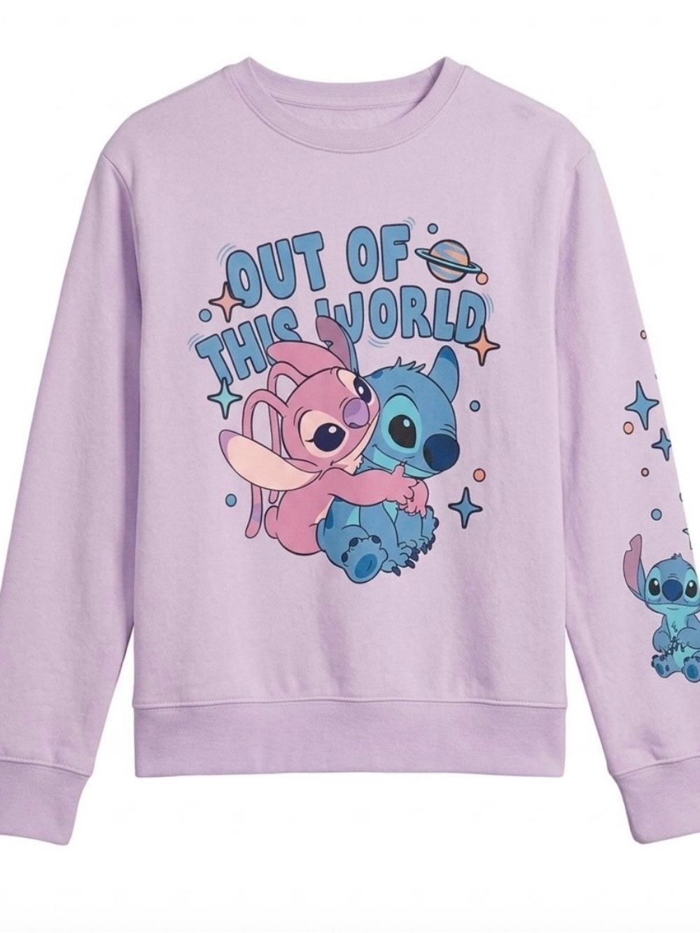 Disney Lavender Stitch & Angel 'Out of This World' Graphic Sweatshirt